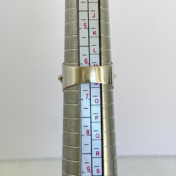 Michou Sterling Silver 925 Vermeil Oval Prehnite Peridot Scrollwork Ring Sz 6.25 - Picture 10 of 16